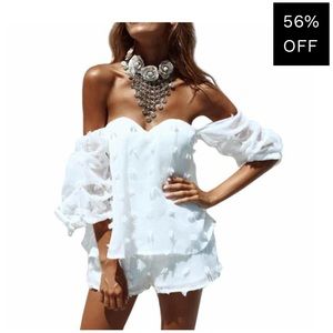 White two piece short set from Tia Nova. Brand new